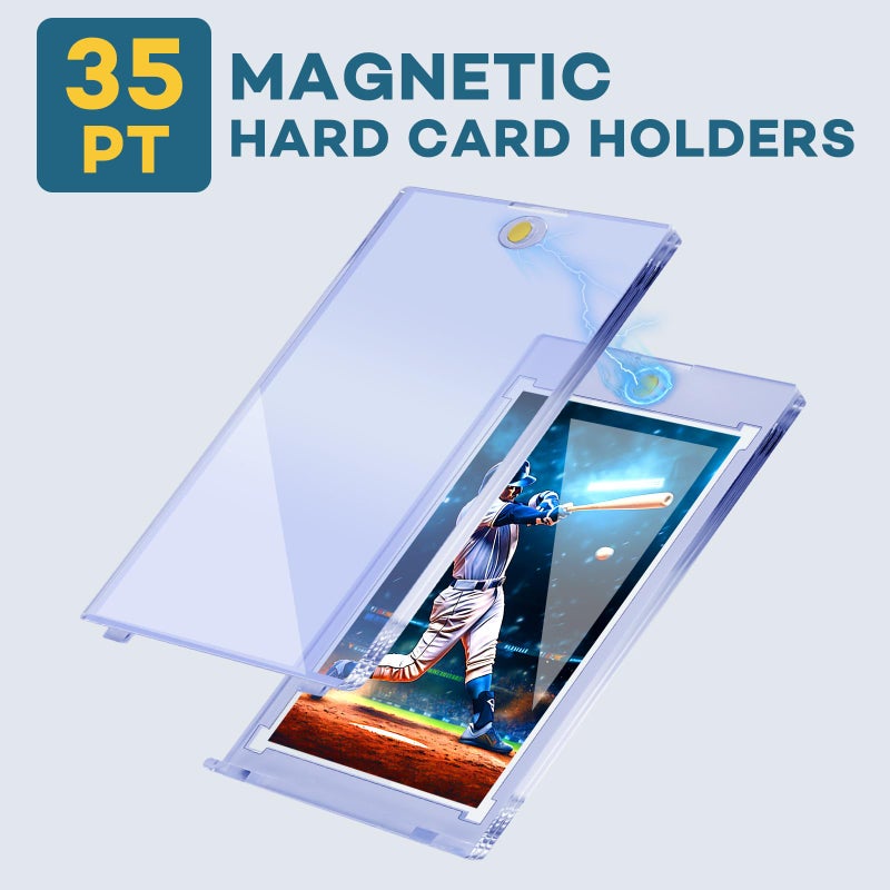 ZENOWICK 64ct Magnetic Card Holders  35pt One Touch Card Holder  U-V Protection Hard Plastic Case for Trading Cards  Display Case for Sports  Baseball  Football  Game Cards - Image 4